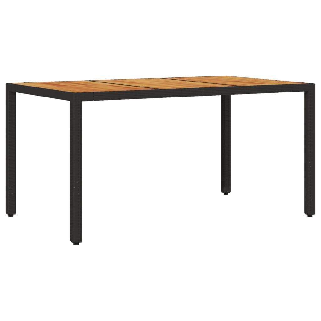 Table de Jardin Rectangulaire 150cm Noire, Plateau en Bois d'Acacia et Structure en Résine Tressée – ComfortXL Outdoor Living - Image 6