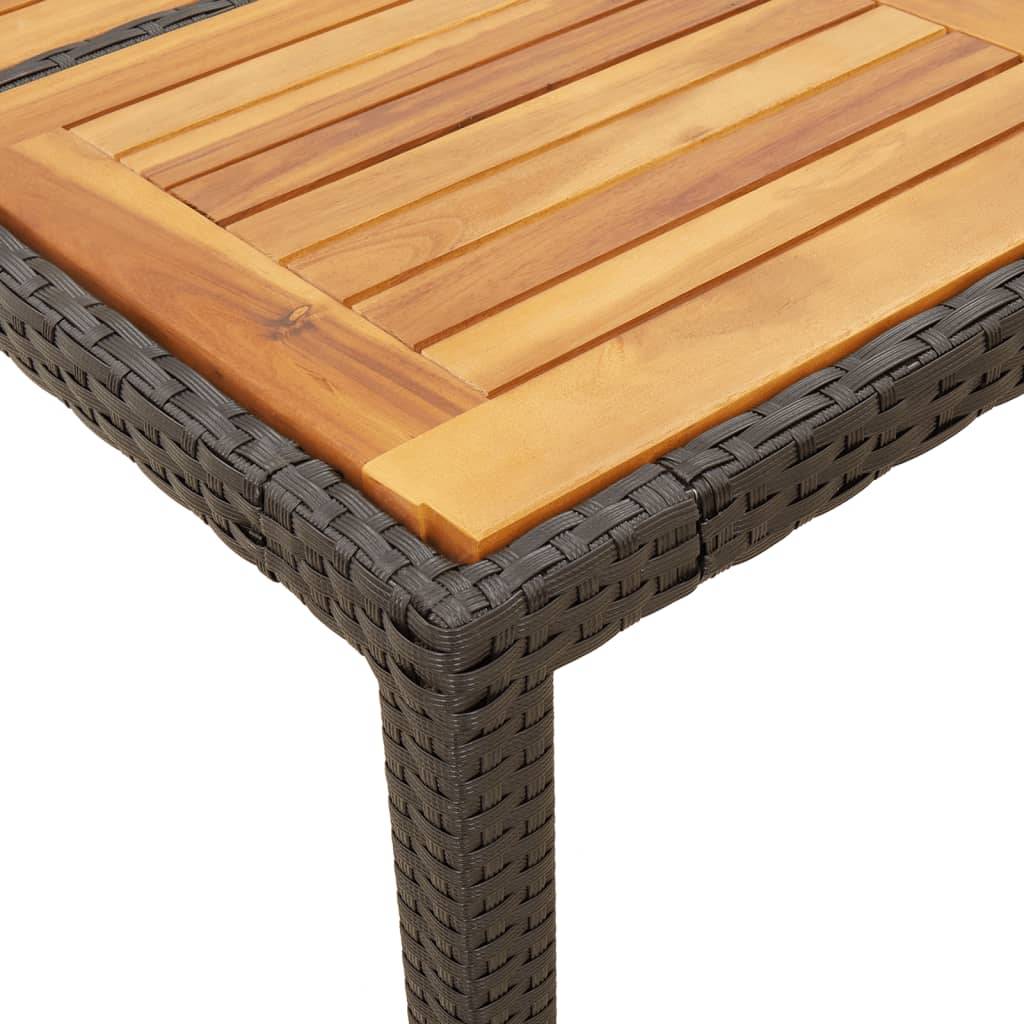 Table de Jardin Rectangulaire 150cm Noire, Plateau en Bois d'Acacia et Structure en Résine Tressée – ComfortXL Outdoor Living - Image 8