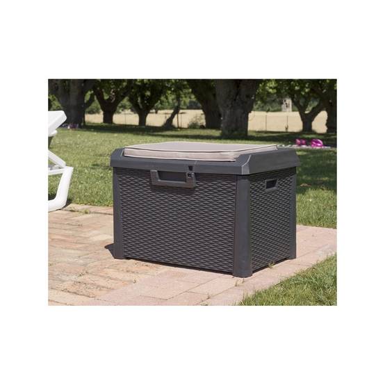 Coffre de jardin 125L Coussin compris Effet rotin L73xP50xH49 cm Résine Résiste au gel, intempéries et UV - Image 4
