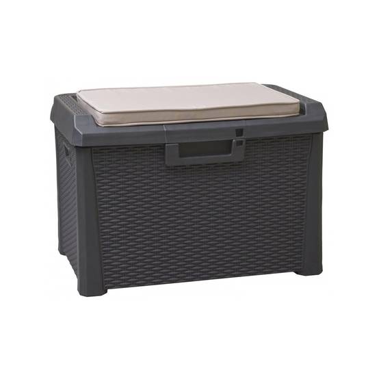Coffre de jardin 125L Coussin compris Effet rotin L73xP50xH49 cm Résine Résiste au gel, intempéries et UV - Image 1