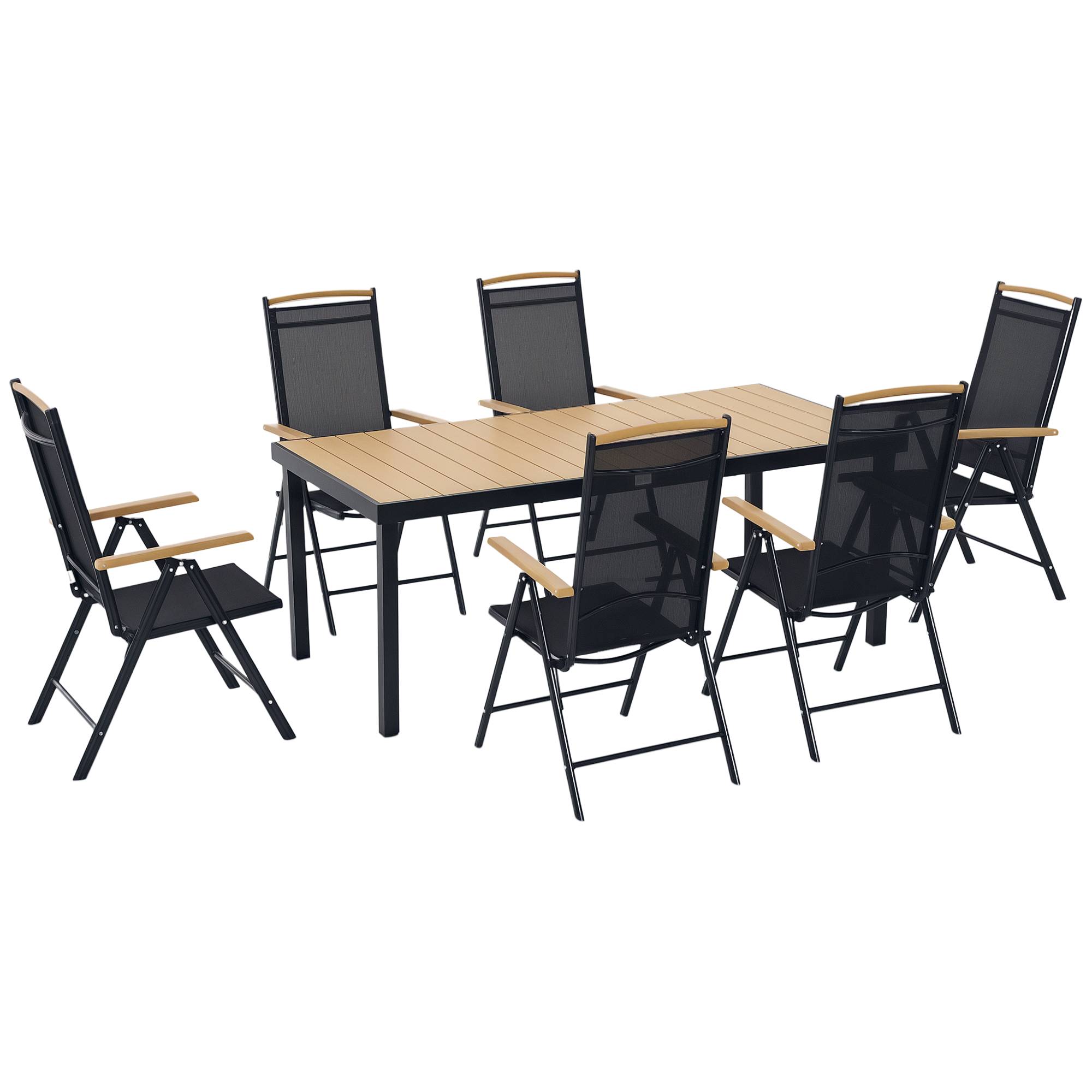 ComfortXL - Salon de jardin aluminium extérieur table 190cm 6 chaises pliables naturel - ComfortXL Outdoor Living