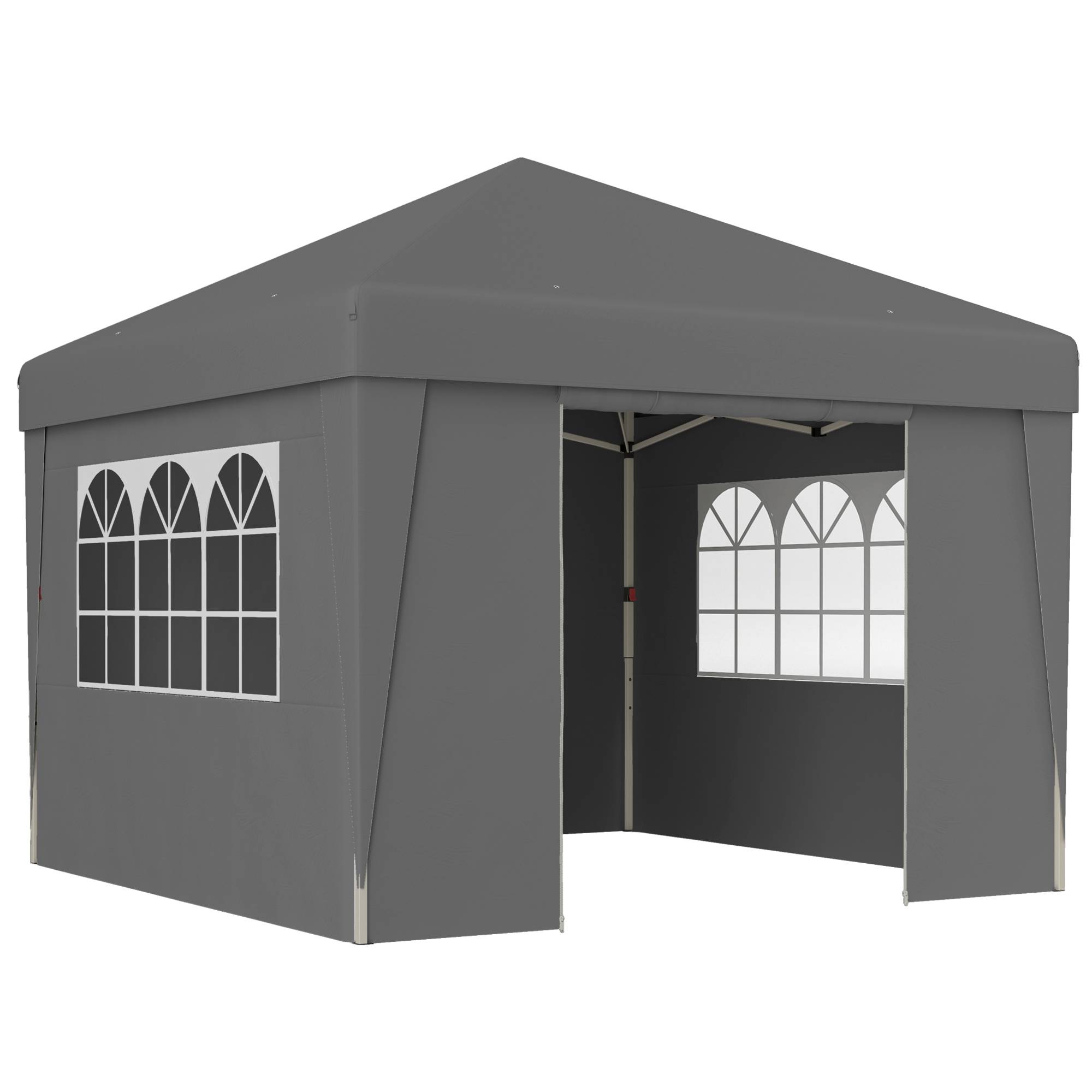 Outsunny - Tonnelle de jardin pop-up pliante 3x3m anti-UV 30+ avec fenêtres parois latérales sac de transport et sacs de sable anthracite - Outsunny - Image 1