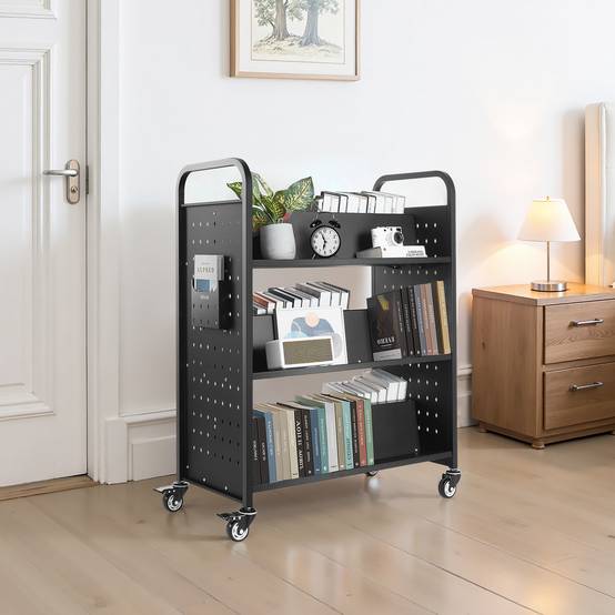 VEVOR Chariot à Livres Bibliothèque Étagère Charge 150 kg 97x51,5x122,5 cm Noir - Image 8