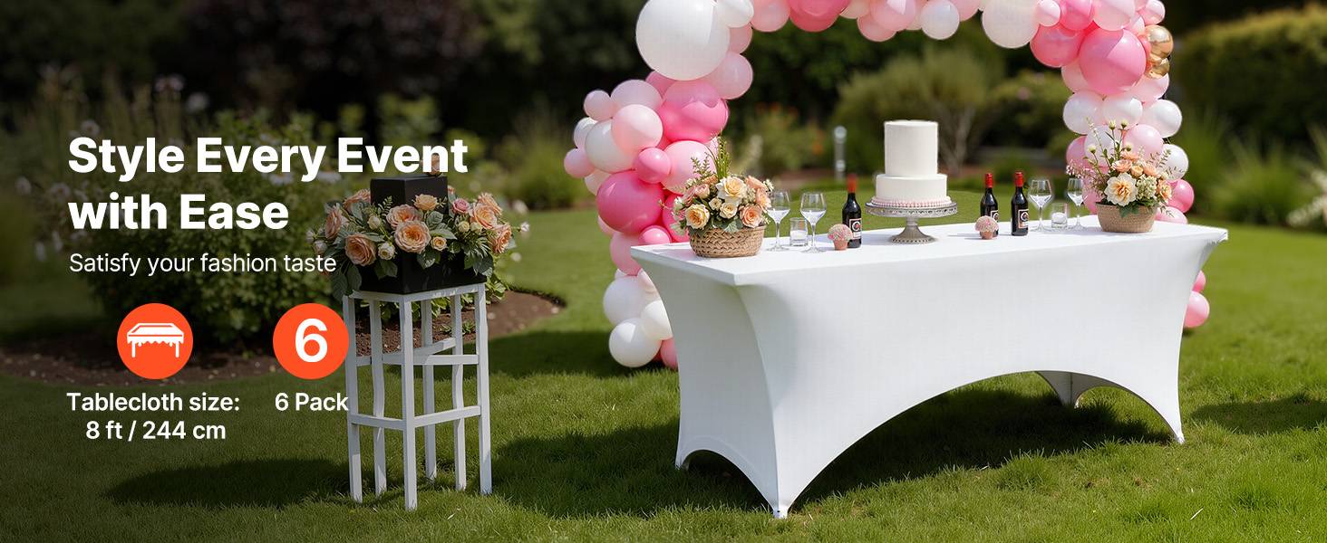 Vevor - VEVOR Nappe extensible en polyester et élasthanne 244 x 76 x 76 cm 6 pcs blanc - Image 9