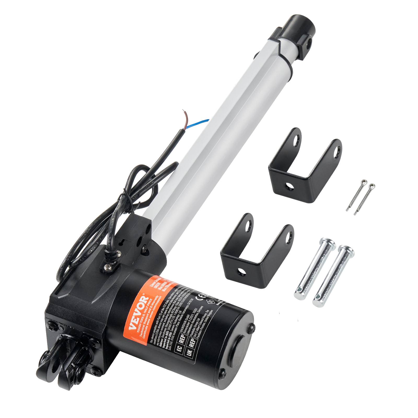 VEVOR Actionneur linéaire 12V 250mm 6000N 5mm/s, IP44, pour portes électriques, machines industrielles, navires. - Image 1