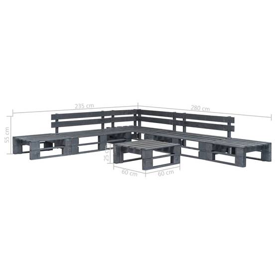 ComfortXL - Salon de Jardin Palette en Bois 6 Pièces Modulable pour Extérieur Gris – ComfortXL Outdoor Living - Image 3