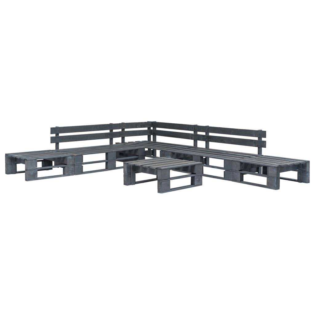 ComfortXL - Salon de Jardin Palette en Bois 6 Pièces Modulable pour Extérieur Gris – ComfortXL Outdoor Living - Image 1