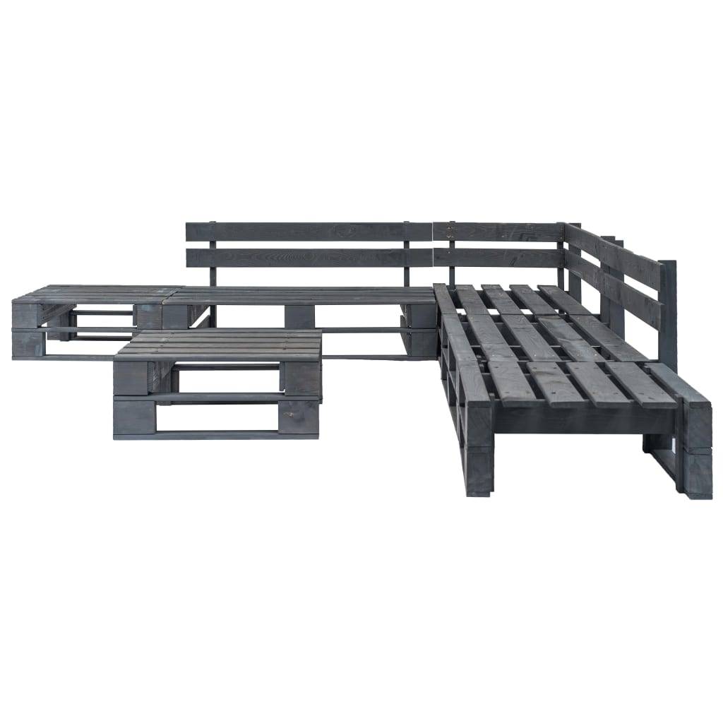 ComfortXL - Salon de Jardin Palette en Bois 6 Pièces Modulable pour Extérieur Gris – ComfortXL Outdoor Living - Image 2