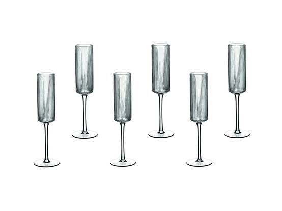 Lot de 6 Verres à champagne en Cristallin (cristal sans plomb) "LINJE", Bjorn - Image 1