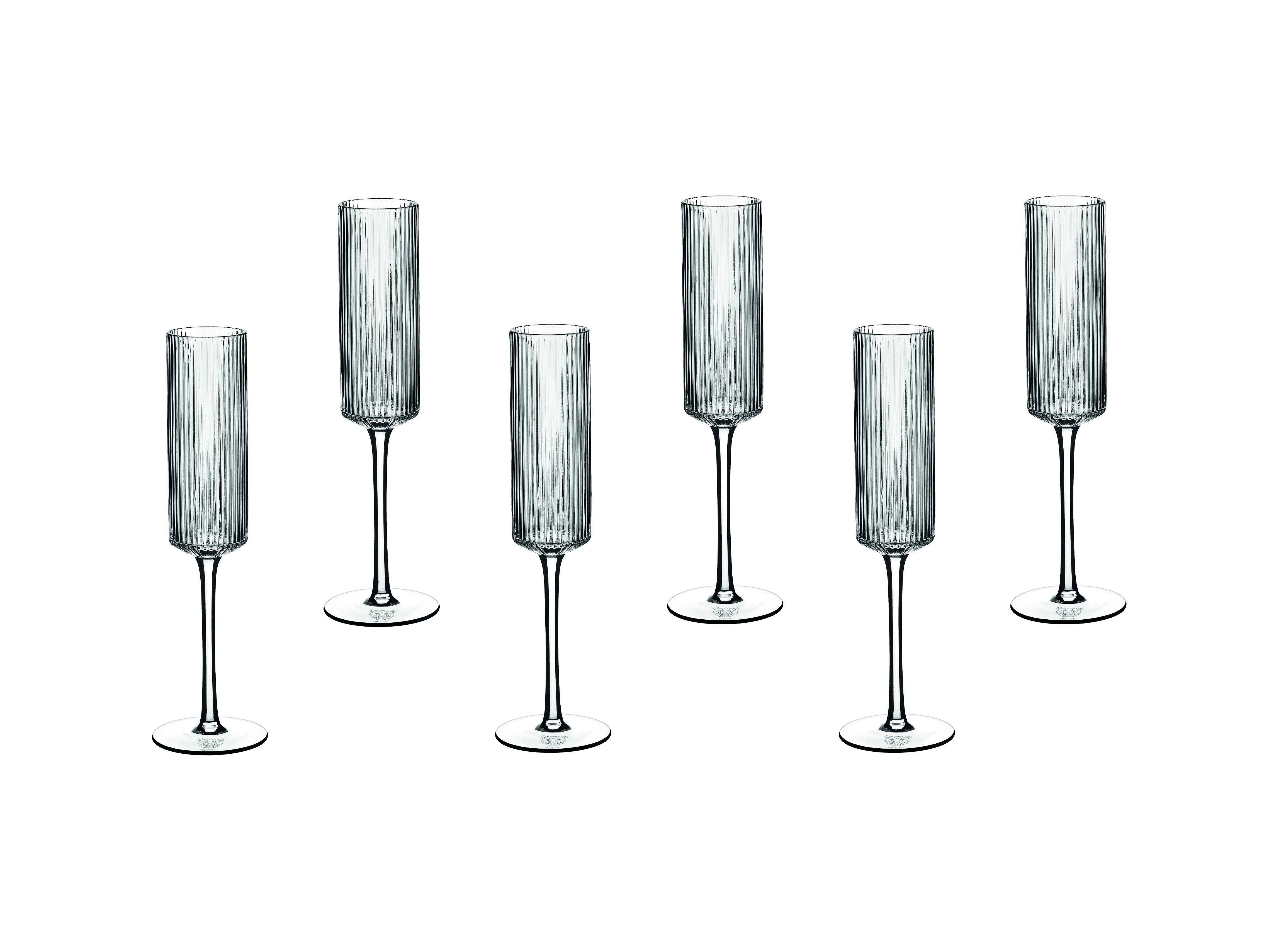 Lot de 6 Verres à champagne en Cristallin (cristal sans plomb) "LINJE", Bjorn - Image 1