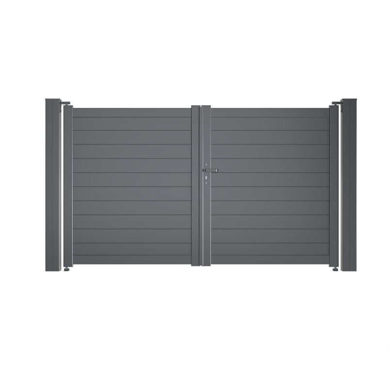 Portail battant Aluminium Plein - Largeur 3m - Hauteur 1m90 – Gris anthracite - Prêt à poser - Easy Clôture - Image 2