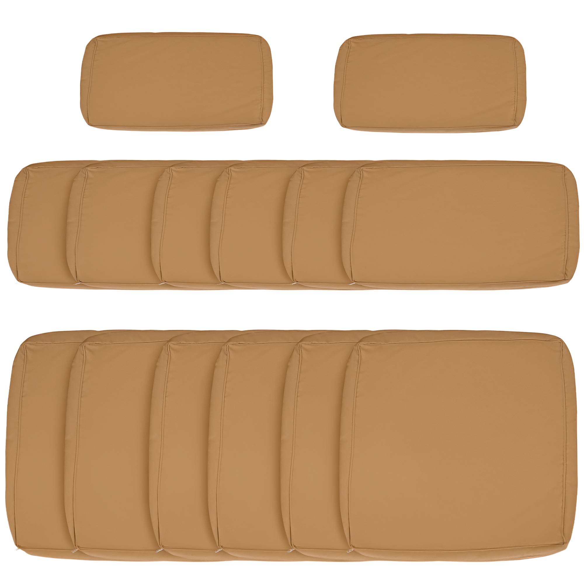 Lot de 14 Housses de Rechange Coussins Salon de Jardin - 6 Housses Coussin d'assise, 8 Housses Coussin Dossier Marron - Image 1