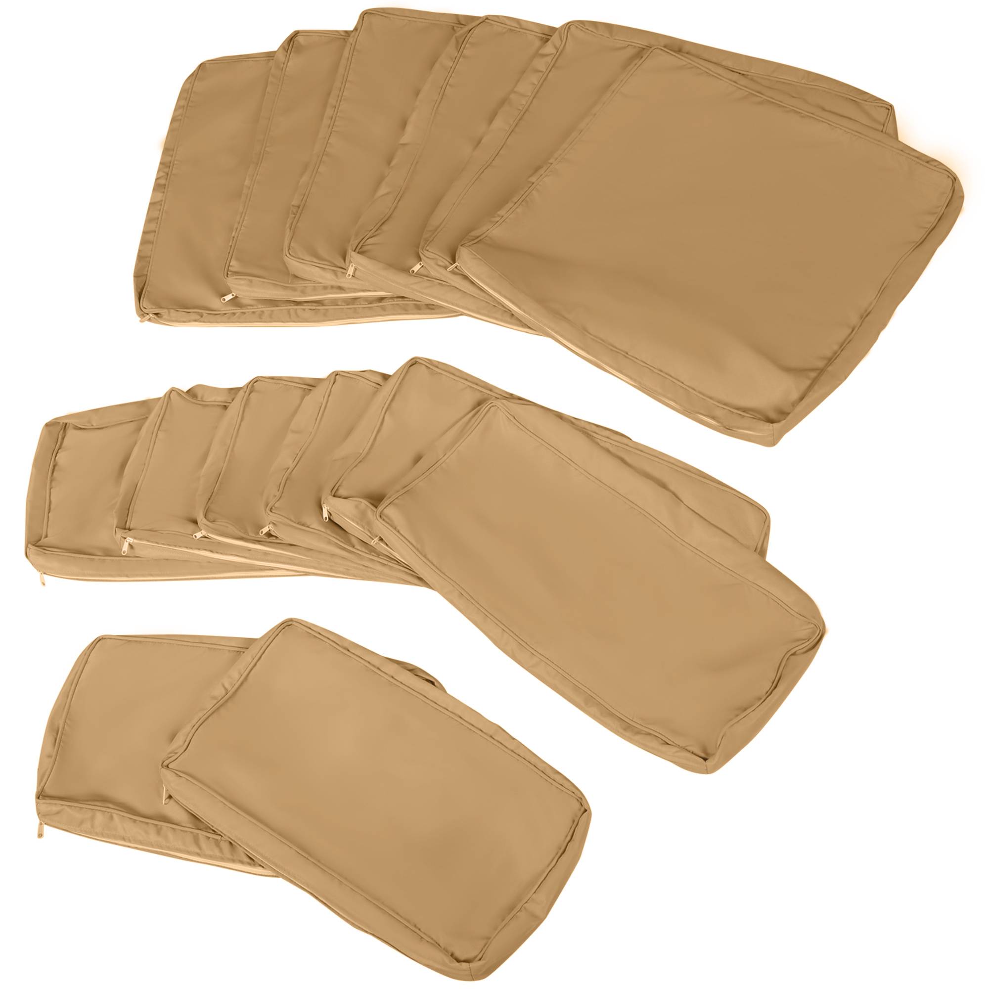 Lot de 14 Housses de Rechange Coussins Salon de Jardin - 6 Housses Coussin d'assise, 8 Housses Coussin Dossier Marron - Image 9