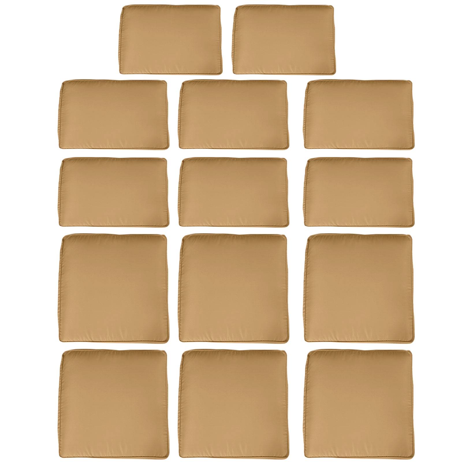Lot de 14 Housses de Rechange Coussins Salon de Jardin - 6 Housses Coussin d'assise, 8 Housses Coussin Dossier Marron - Image 2