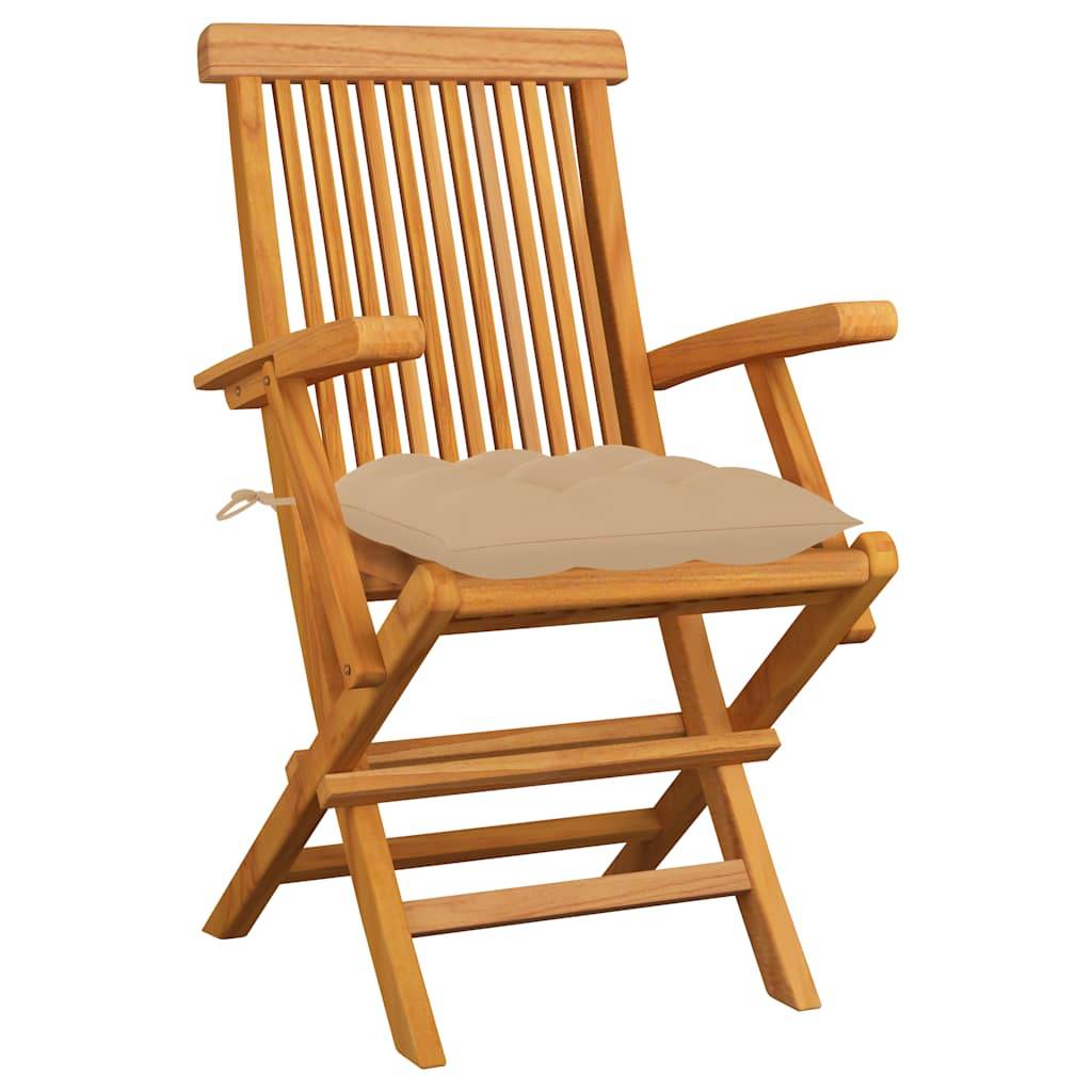 Lot de 3 chaises de jardin bois teck beige 55 x 60 x 89 cm - PANGIVO - Image 2
