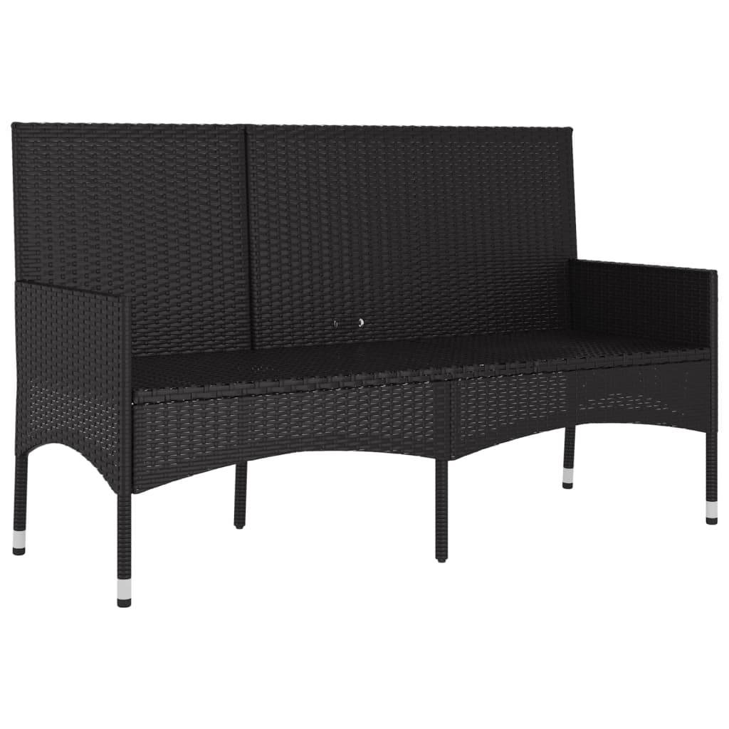 Helloshop26 - Banc de jardin meuble de patio d'extérieur terrasse à 3 places 140 x 51 x 85 cm avec coussins noir résine tressée - Image 3