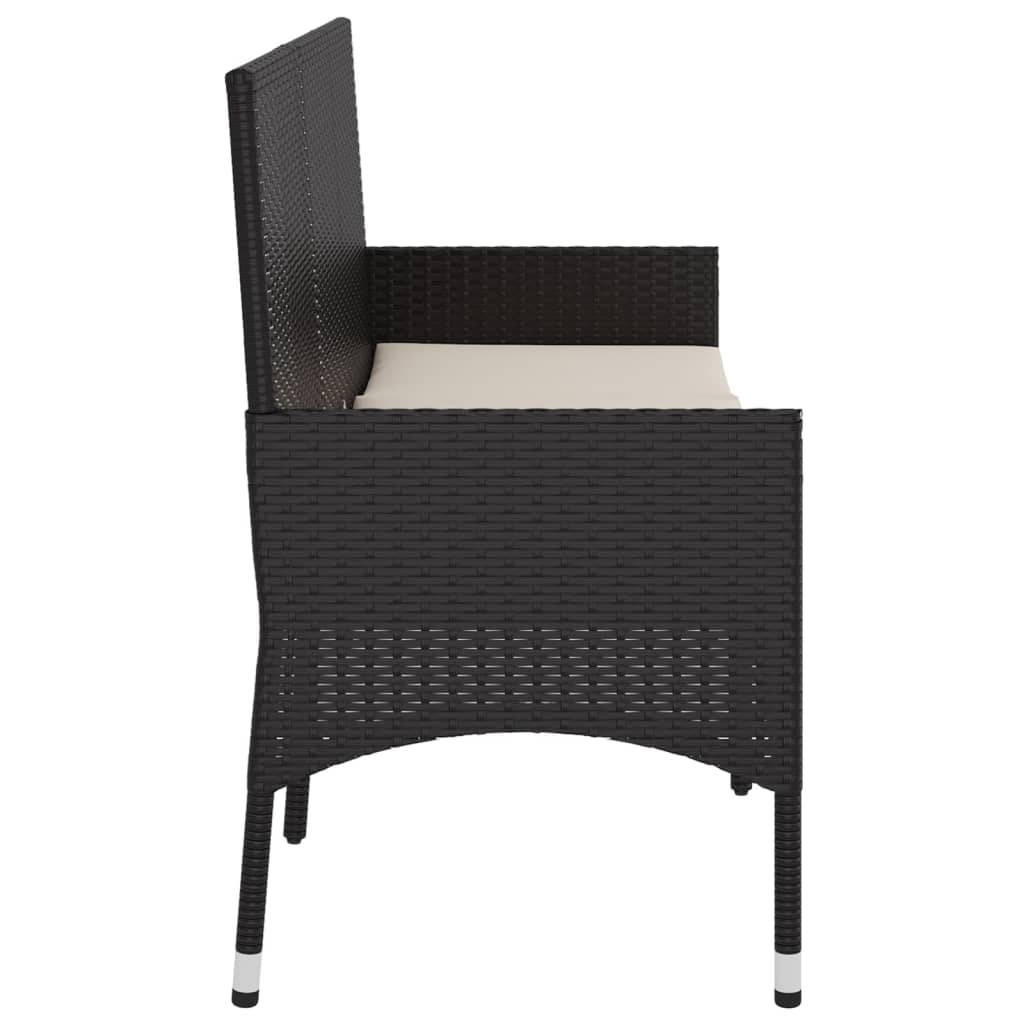 Helloshop26 - Banc de jardin meuble de patio d'extérieur terrasse à 3 places 140 x 51 x 85 cm avec coussins noir résine tressée - Image 4