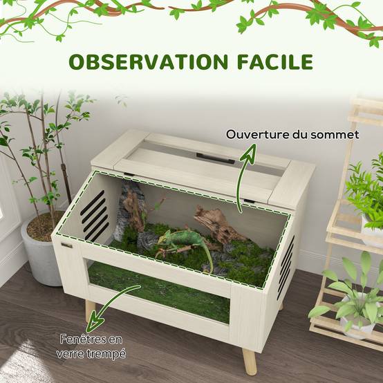 Terrarium panneaux de particules naturel 80 x 50 x 60 cm - PANGIVO - Image 7