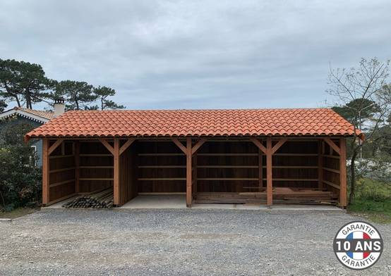 Cpbf Charpentes - Carport une pente 350cmx1150cm, bois DOUGLAS Français (Charpente en bois-auvent-abri voiture) 41 m². Garantie 10 ans - Image 1