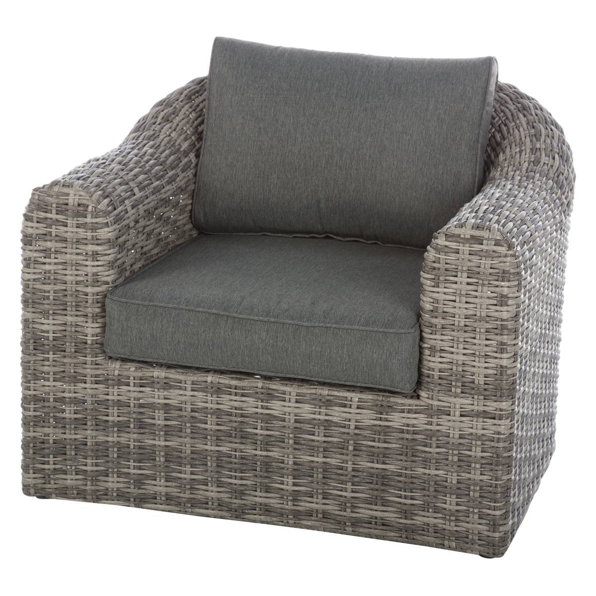 Hesperide - Fauteuil de salon de jardin "Mooréa" terre d ombre aluminium traité époxy en résine tressée Hespéride - Image 1