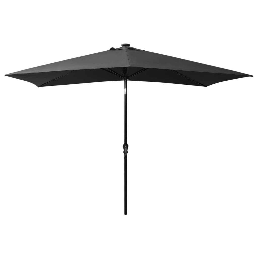 Helloshop26 - Parasol avec led et mât en acier 2 x 3 m anthracite - Image 3