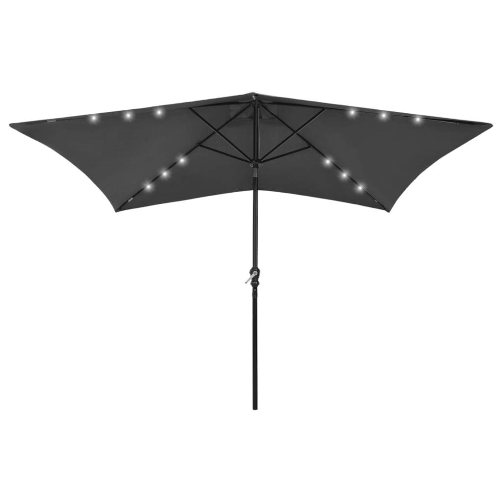 Helloshop26 - Parasol avec led et mât en acier 2 x 3 m anthracite - Image 1