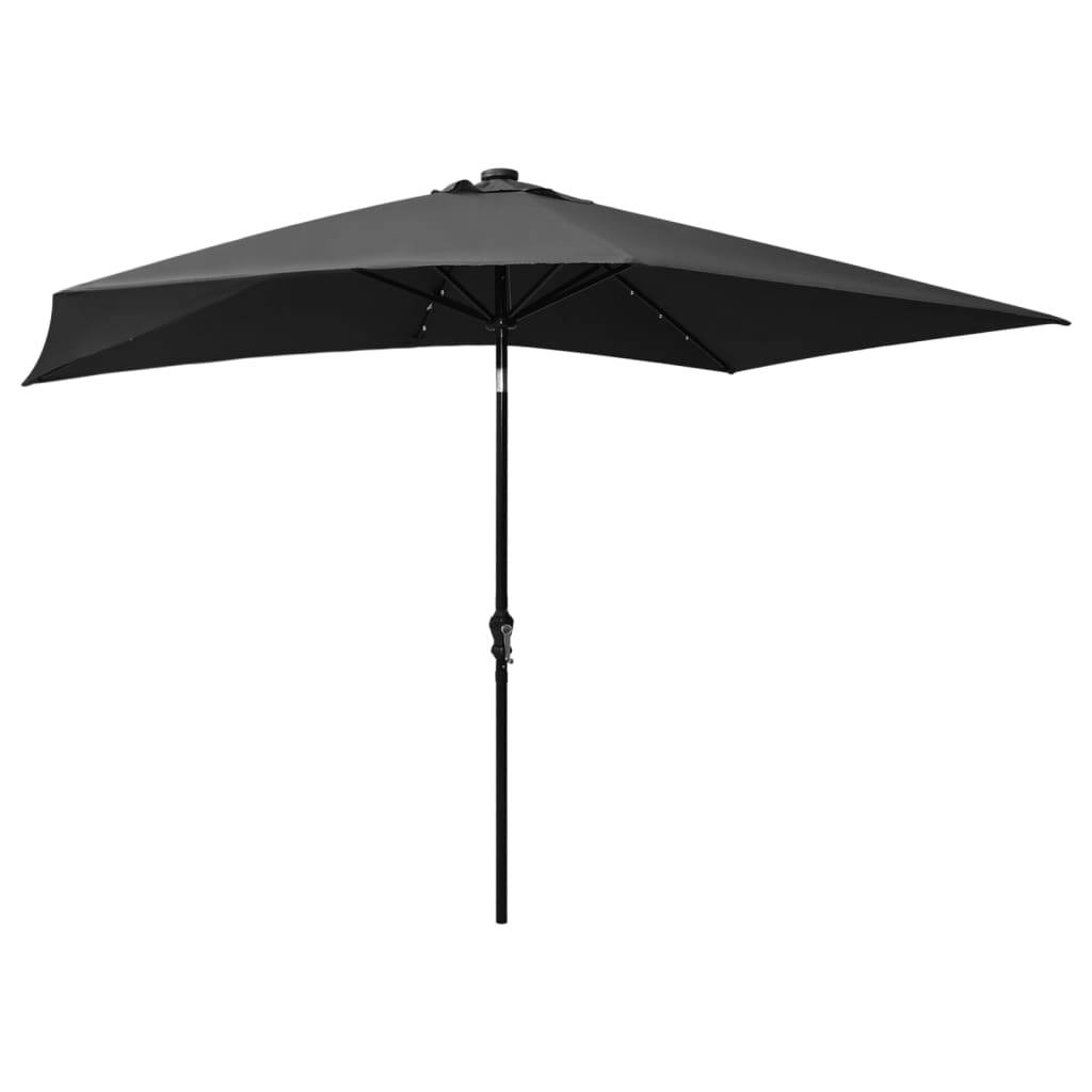 Helloshop26 - Parasol avec led et mât en acier 2 x 3 m anthracite - Image 4