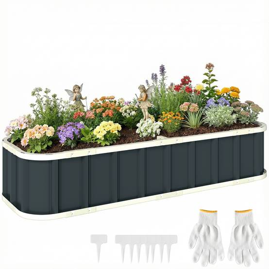 ComfortXL - Jardinière surélevée acier galvanisé extérieur fond ouvert 165x52x31cm gris - ComfortXL Outdoor Living - Image 1
