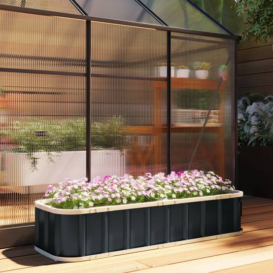 ComfortXL - Jardinière surélevée acier galvanisé extérieur fond ouvert 165x52x31cm gris - ComfortXL Outdoor Living - Image 10