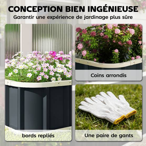 ComfortXL - Jardinière surélevée acier galvanisé extérieur fond ouvert 165x52x31cm gris - ComfortXL Outdoor Living - Image 6
