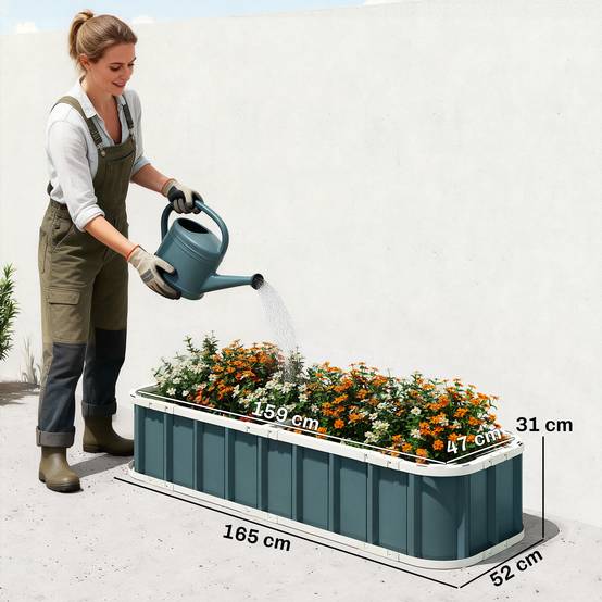 ComfortXL - Jardinière surélevée acier galvanisé extérieur fond ouvert 165x52x31cm gris - ComfortXL Outdoor Living - Image 5