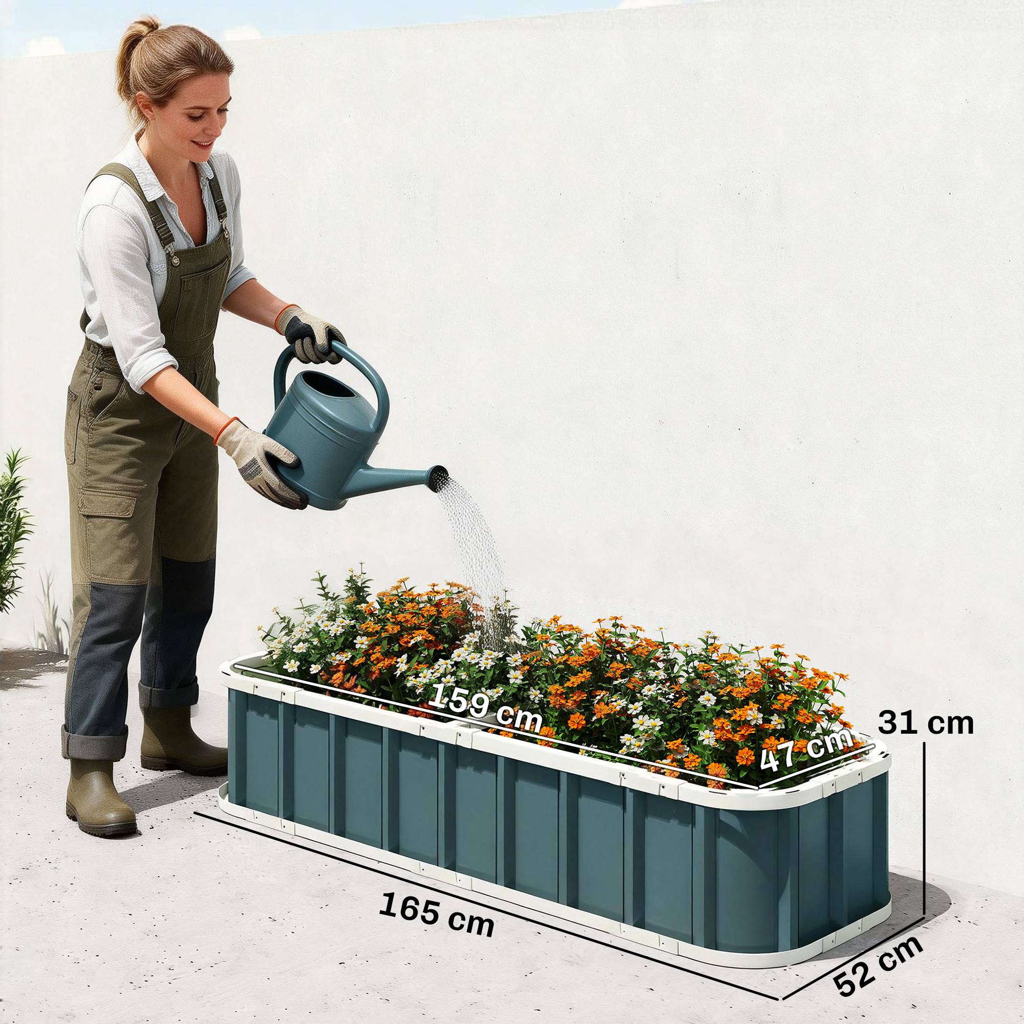 ComfortXL - Jardinière surélevée acier galvanisé extérieur fond ouvert 165x52x31cm gris - ComfortXL Outdoor Living - Image 5