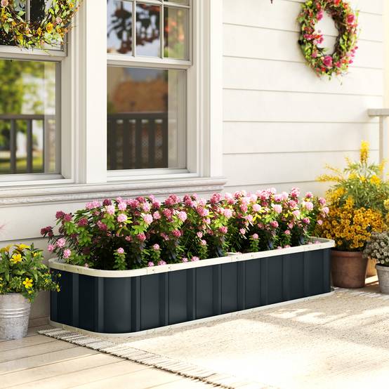 ComfortXL - Jardinière surélevée acier galvanisé extérieur fond ouvert 165x52x31cm gris - ComfortXL Outdoor Living - Image 3