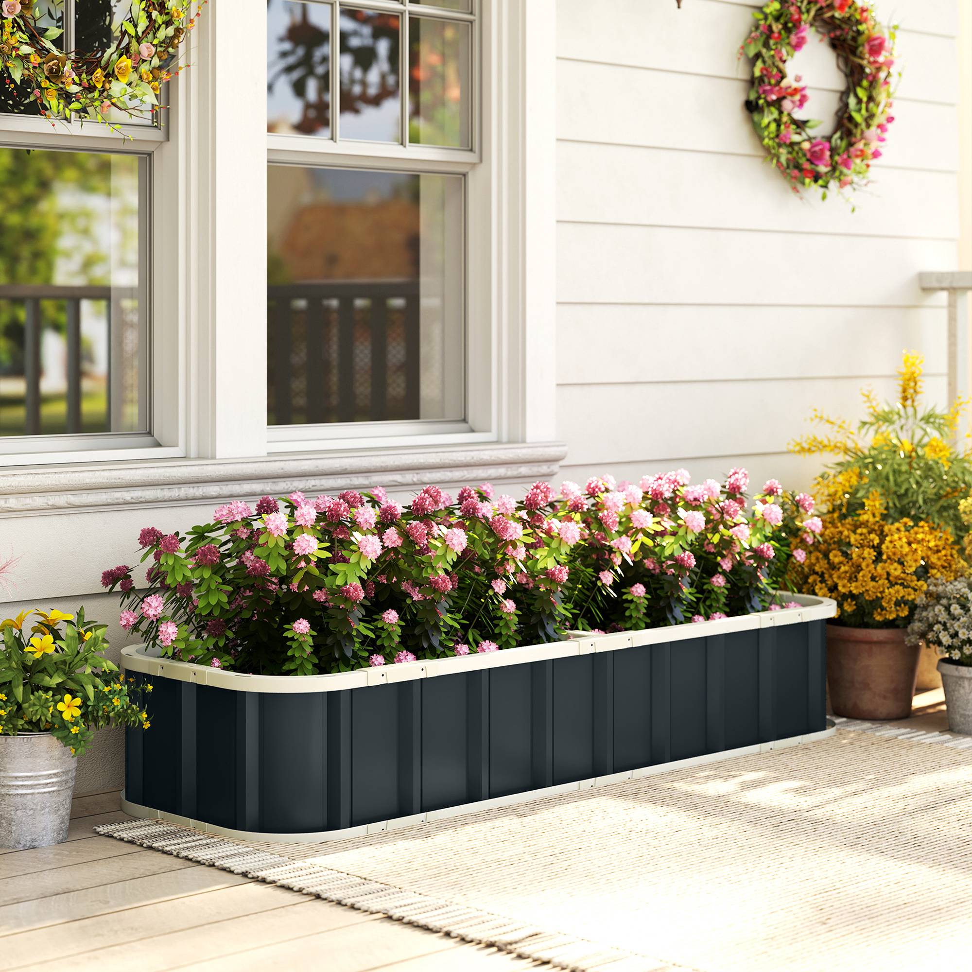 ComfortXL - Jardinière surélevée acier galvanisé extérieur fond ouvert 165x52x31cm gris - ComfortXL Outdoor Living - Image 3
