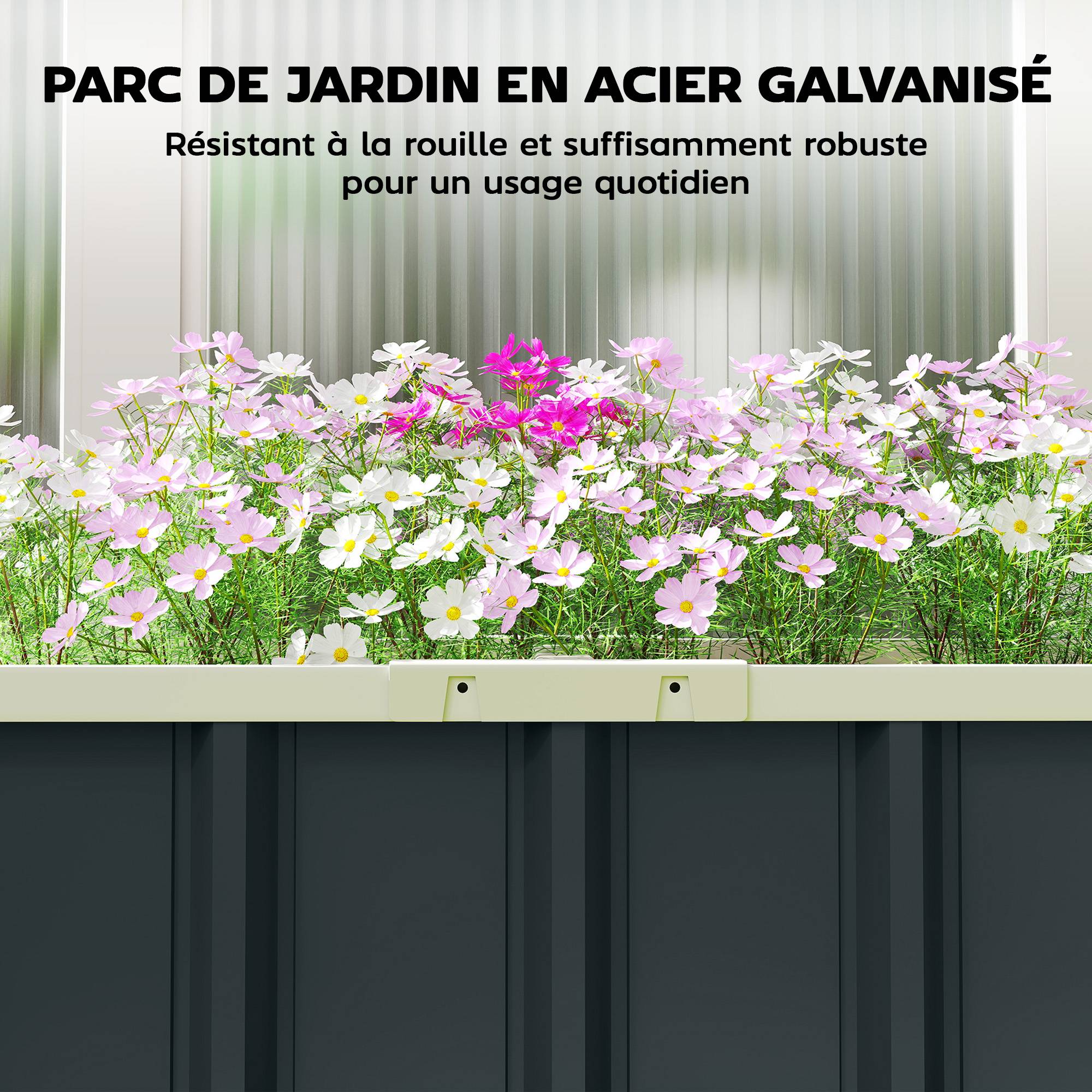 ComfortXL - Jardinière surélevée acier galvanisé extérieur fond ouvert 165x52x31cm gris - ComfortXL Outdoor Living - Image 8
