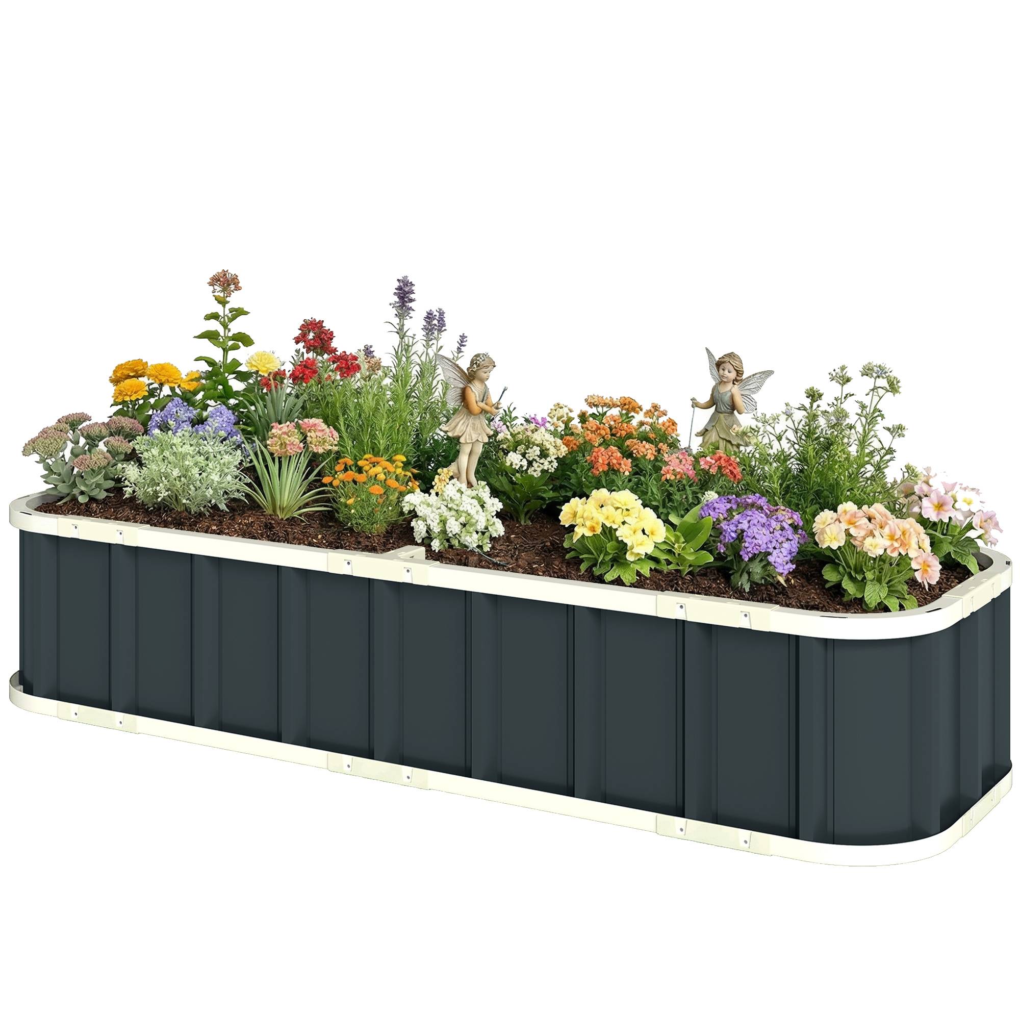 ComfortXL - Jardinière surélevée acier galvanisé extérieur fond ouvert 165x52x31cm gris - ComfortXL Outdoor Living - Image 2