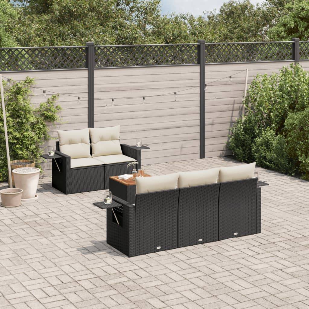Vidaxl - Salon de jardin 6 pcs avec coussins noir résine tressée vidaXL 3224446 - Image 1