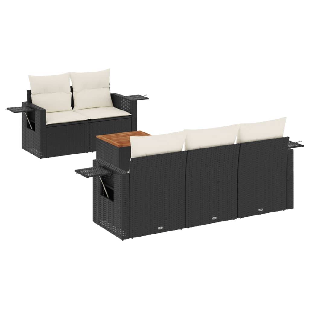 Vidaxl - Salon de jardin 6 pcs avec coussins noir résine tressée vidaXL 3224446 - Image 2