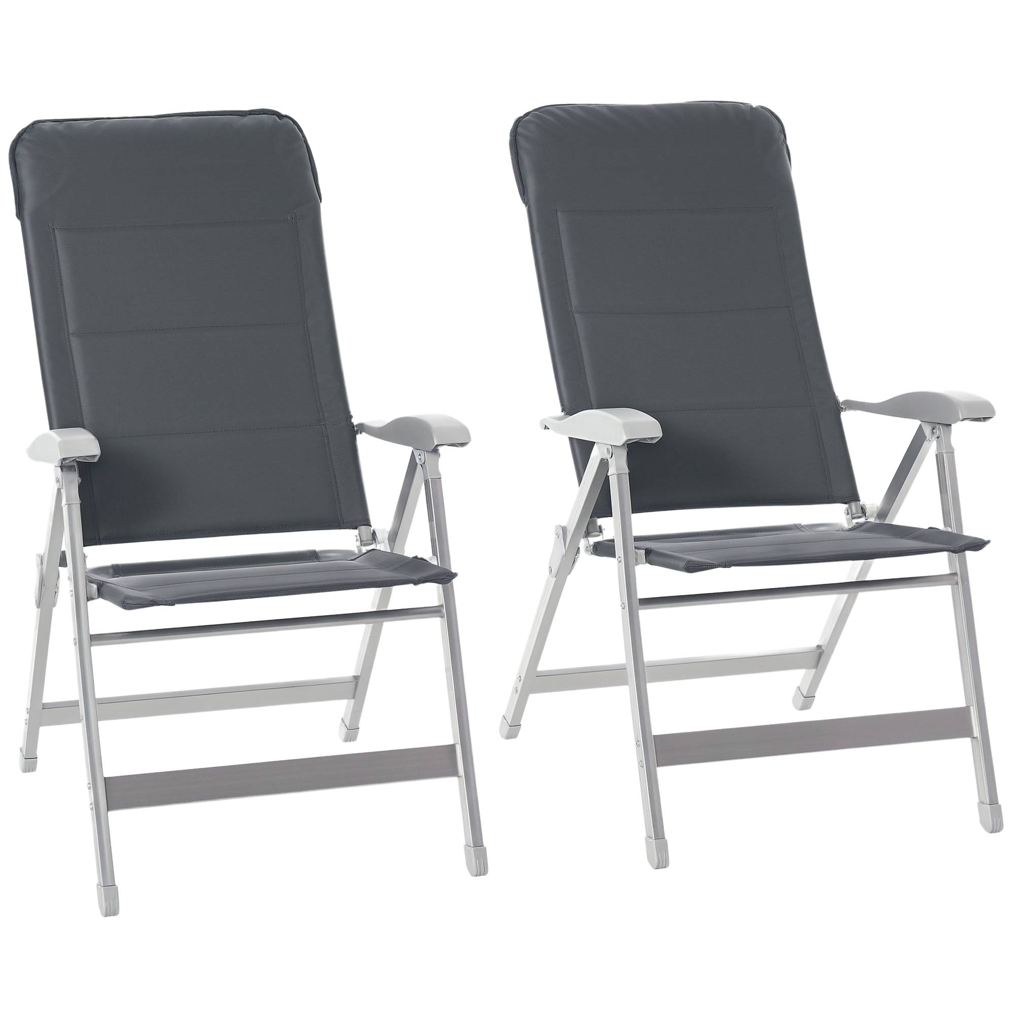 Lot de 2 chaises de jardin pliantes aluminium et tissu gris 75 x 61.5 x 115 cm - PANGIVO - Image 1