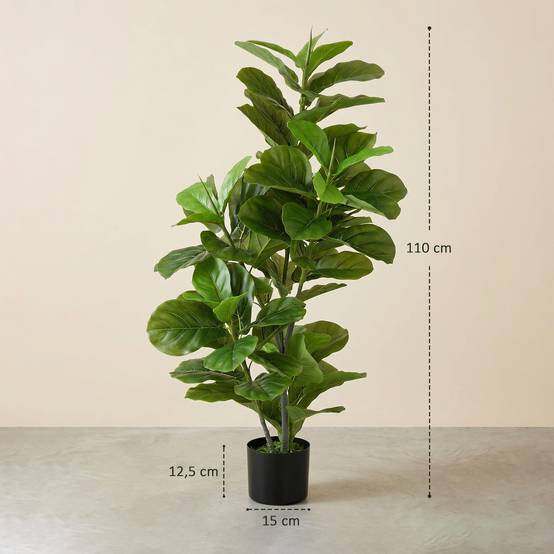 Plante artificielle ficus PEVA pot ciment salon extérieur sans entretien 110cm vert - ComfortXL Outdoor Living - Image 5