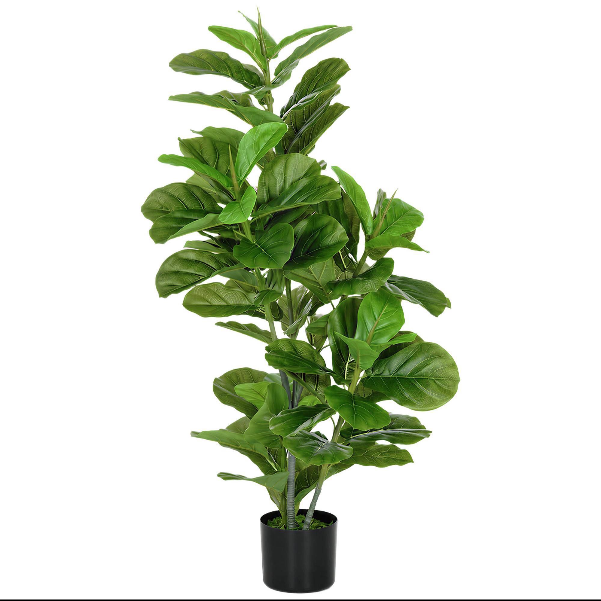Plante artificielle ficus PEVA pot ciment salon extérieur sans entretien 110cm vert - ComfortXL Outdoor Living - Image 2