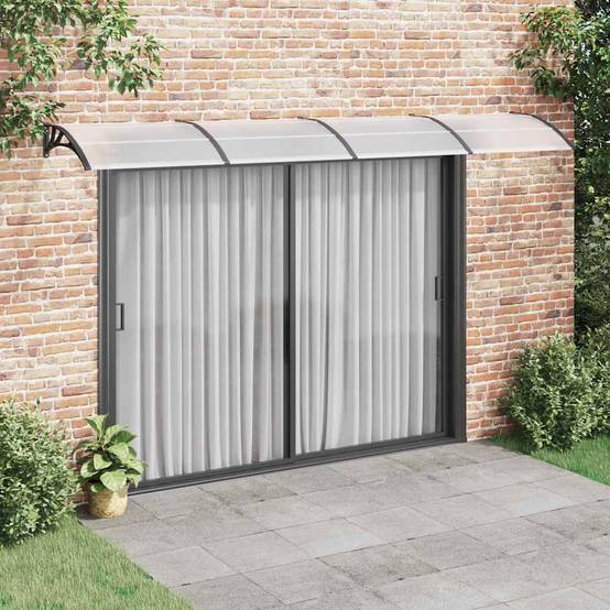 Très Grande Marquise de Porte 4m Polycarbonate Transparent Abri pour Façade Noir 400x75 cm – ComfortXL Outdoor Living - Image 1