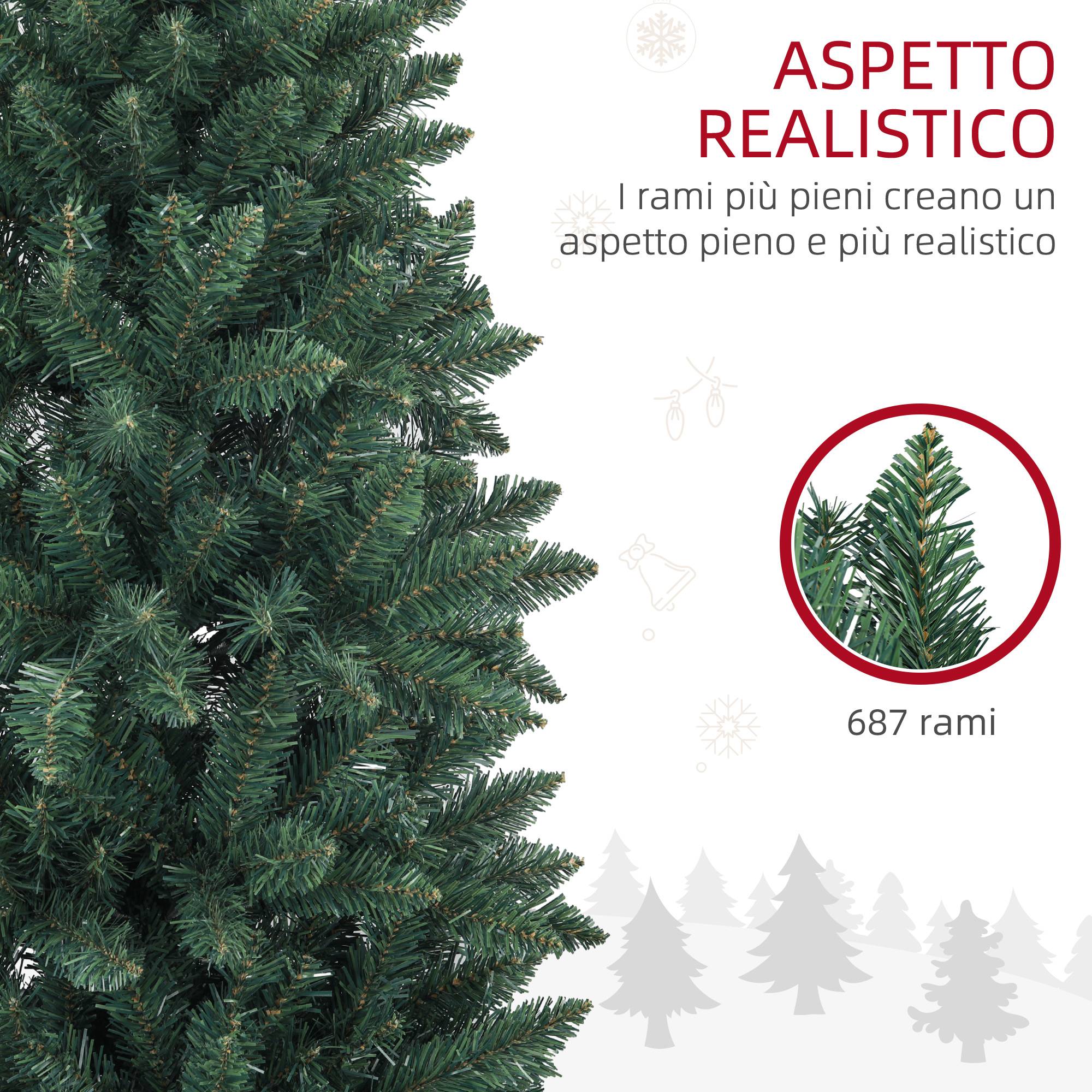 Sapin de Noël artificiel de 210 cm avec 687 branches, design haut et étroit avec base pliable, vert - Image 7