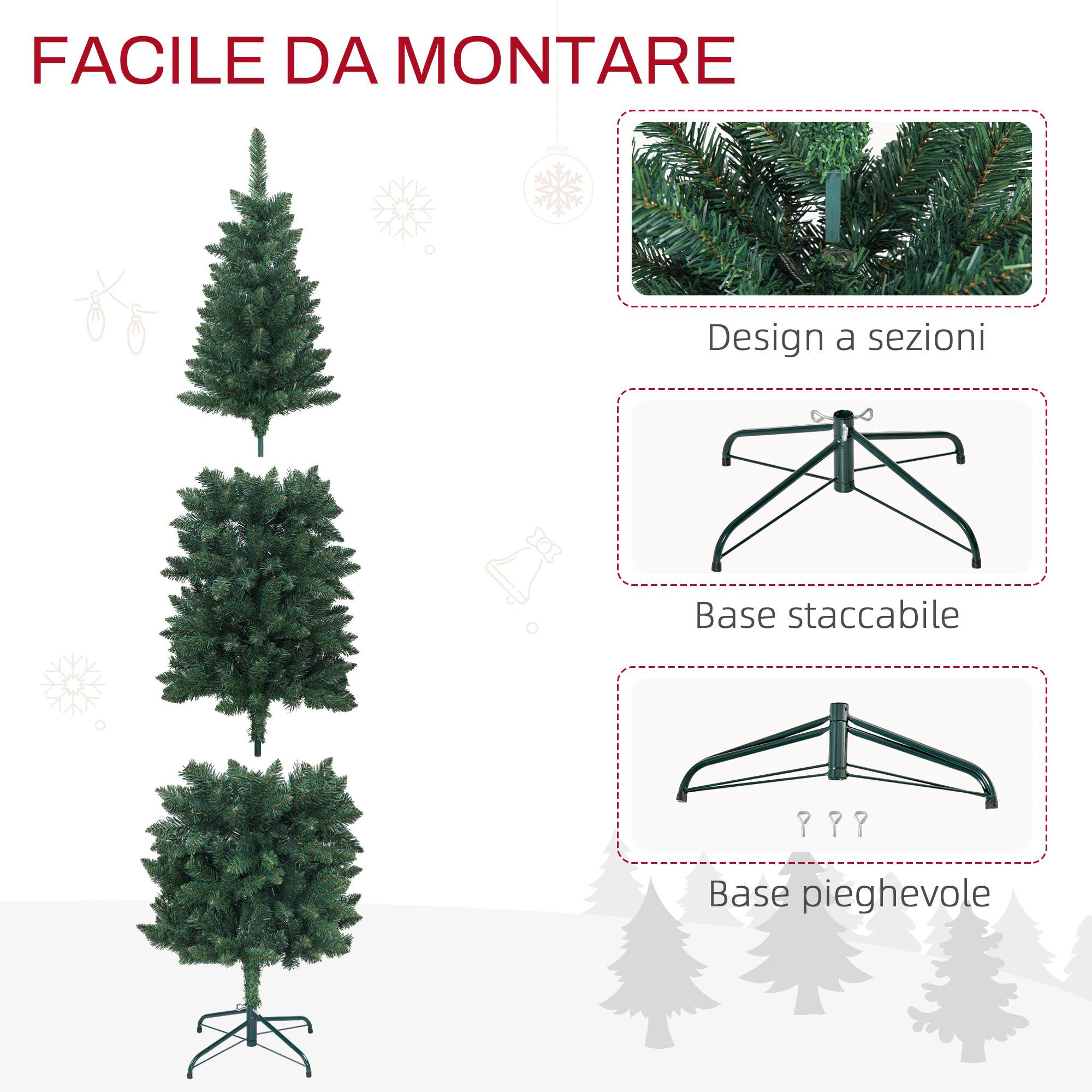 Sapin de Noël artificiel de 210 cm avec 687 branches, design haut et étroit avec base pliable, vert - Image 8