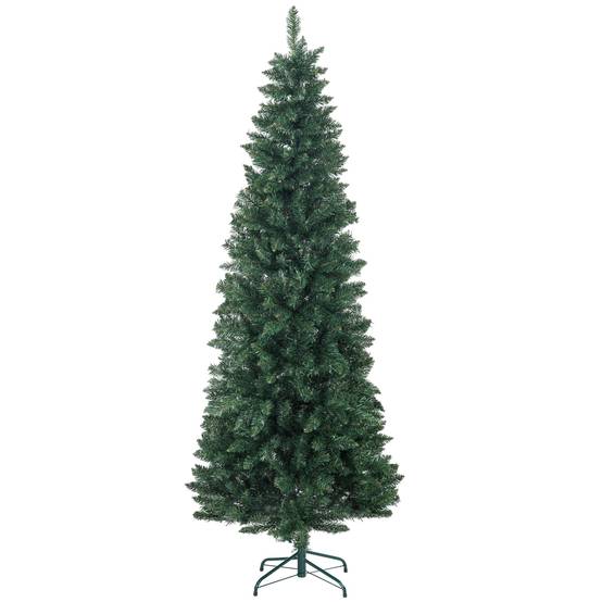 Sapin de Noël artificiel de 210 cm avec 687 branches, design haut et étroit avec base pliable, vert - Image 2