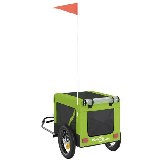 Remorque de vélo pour animaux fer et tissu Oxford vert et noir 120 x 54.5 x 53 cm, Poids:6.7kg - PANGIVO - Image 9