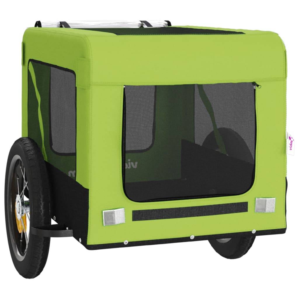 Remorque de vélo pour animaux fer et tissu Oxford vert et noir 120 x 54.5 x 53 cm, Poids:6.7kg - PANGIVO - Image 6
