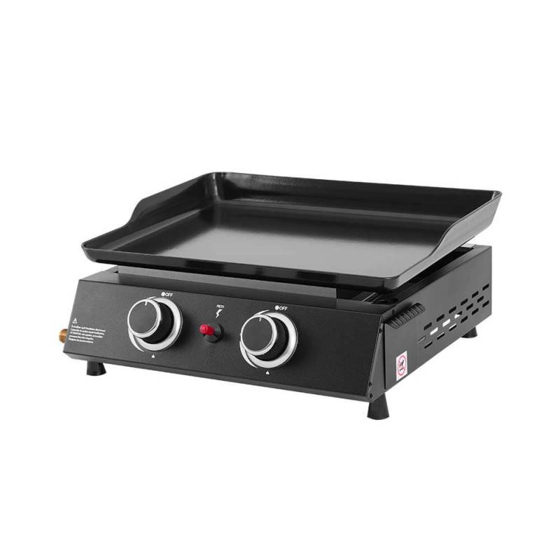 Brasero - Plancha gaz Alma 2 feux - COOKING BOX BY FAVEX - Plaque acier émaillé - 2 brûleurs 4.8kW - Surface 44 x 34 cm - 6 convives - Noir - Image 1