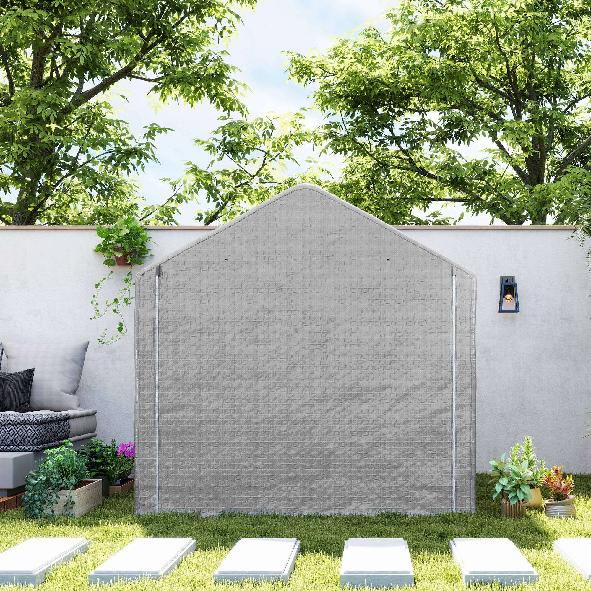 Abri Vélo Extérieur 2 x 2 x 2 m Cadre en Acier Galvanisé Imperméable et Résistant aux UV - Image 10