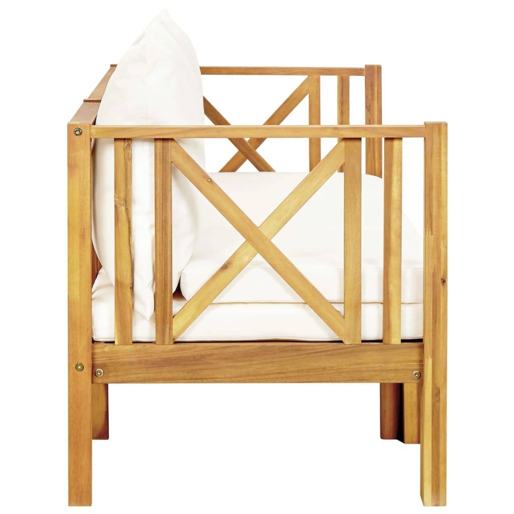 PANGIVO - Banc de jardin bois d'acacia naturel et crème 179 x 66 x 68.5 cm - PANGIVO - Image 3